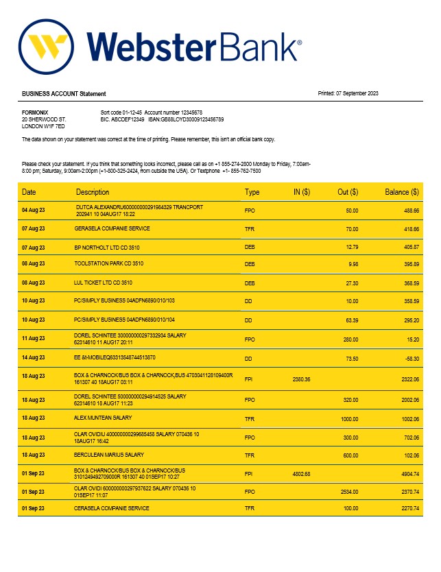  East West Bank firm account statement 